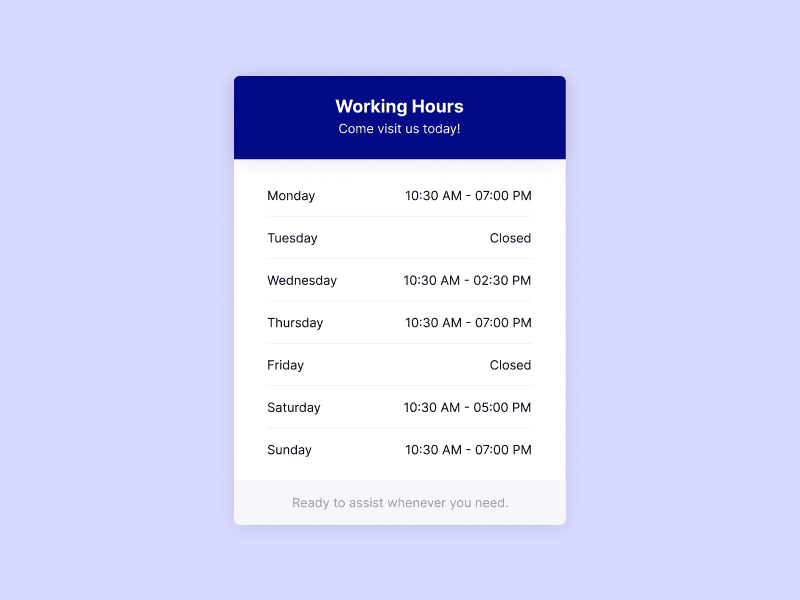 business hours